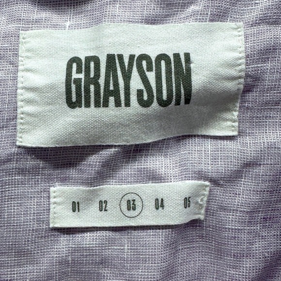 Grayson The Artist SS Short Sleeved Lilac Linen Button Down Shirt Size 03 M - Picture 3 of 6
